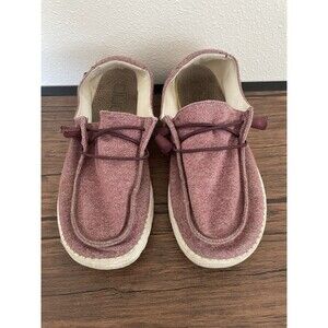 Hey Dude Shoes Womens 9 Wendy Casual Two Eye Moc Sneakers Sox Micro Red